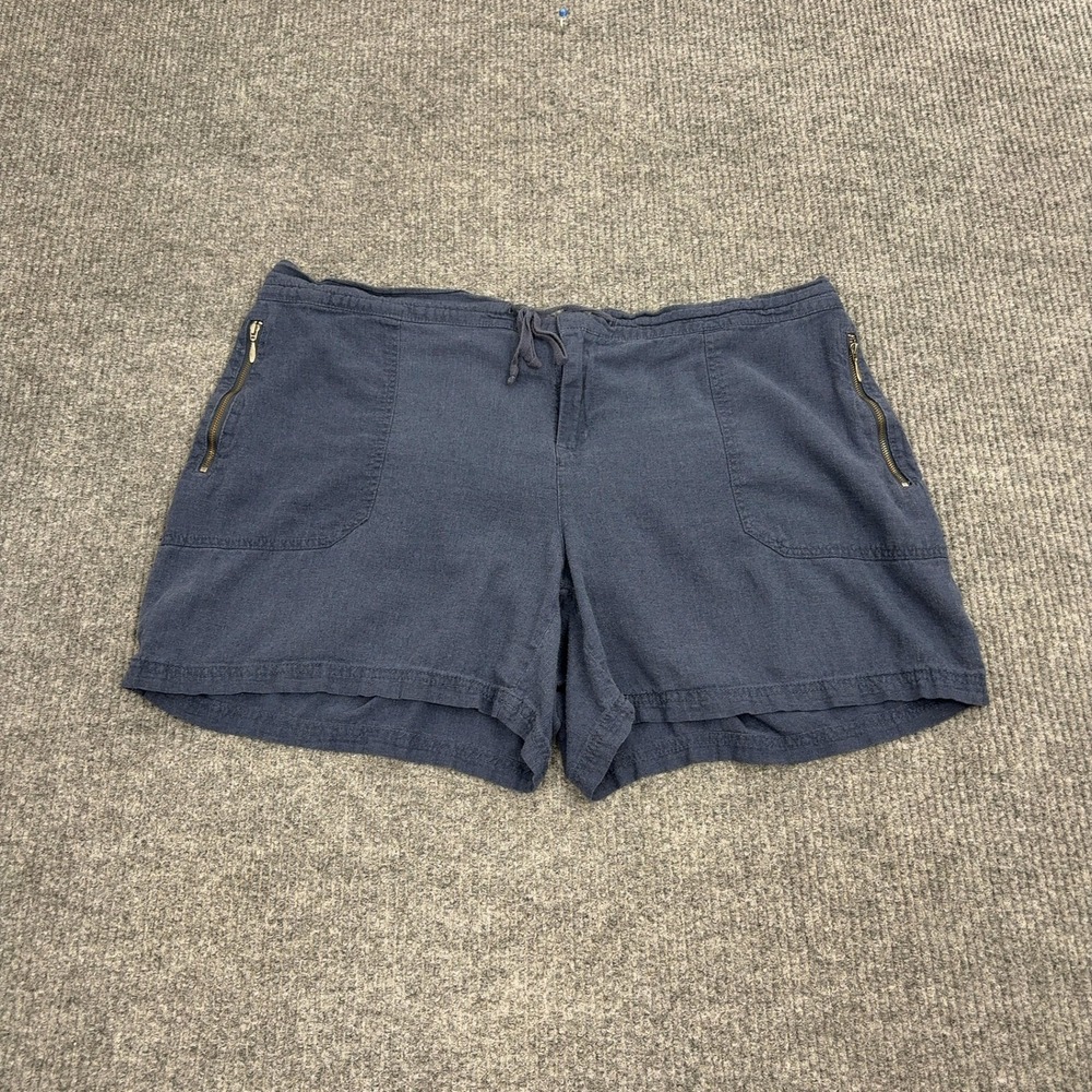 Supplies Shorts Womens 18W Blue Linen‎ Rayon Blend Elastic Waist Utility Casual